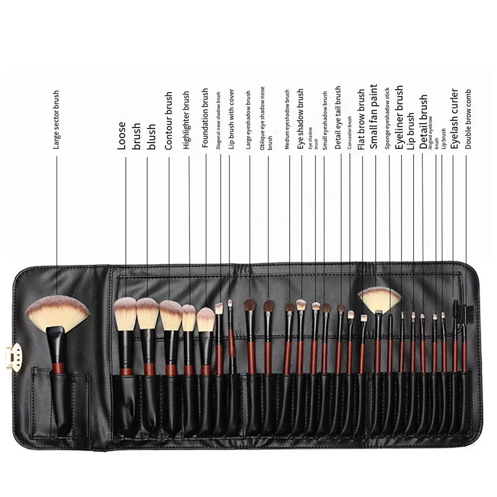 Make-up Professional Brush Set – 26 Pieces – Natural Hair